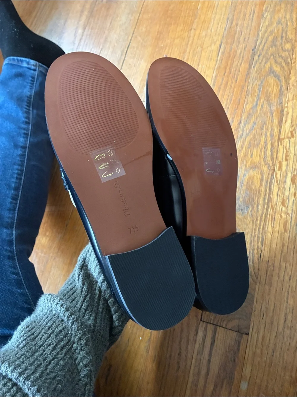 Madewell Black & White Leather Penny Loafers - Women size 7.5